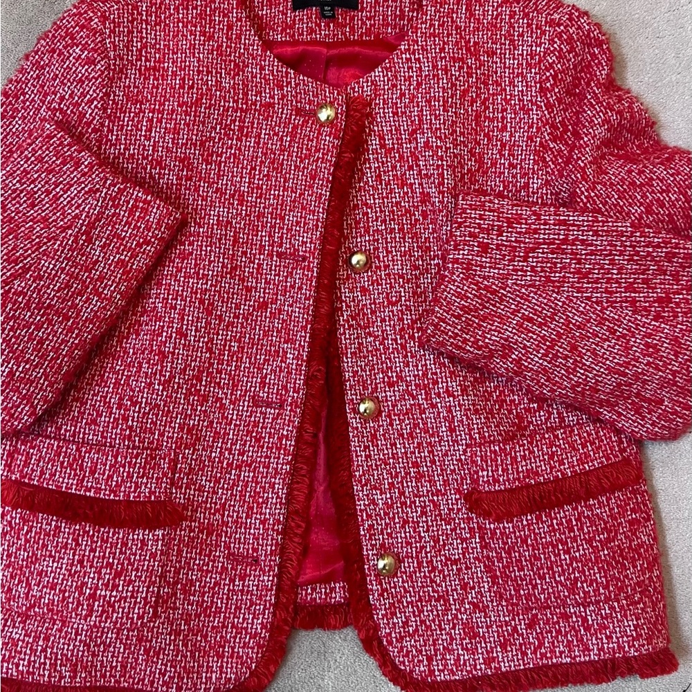 Talbots Red Tweed Blazer